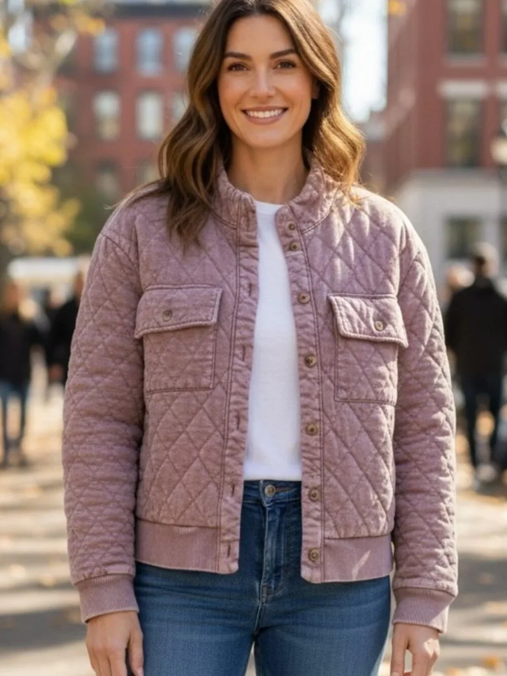 NWT JANE & DELANCEY (MED) Quilted Button Up Bomber Jacket